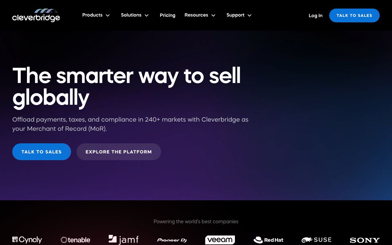 cleverbridge — zrzut ekranu interfejsu