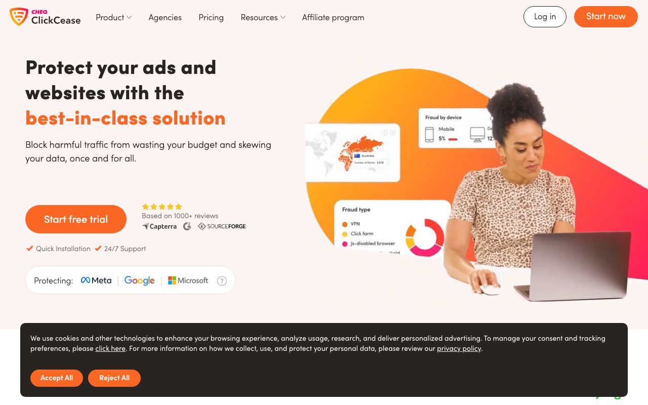 ClickCease — zrzut ekranu interfejsu