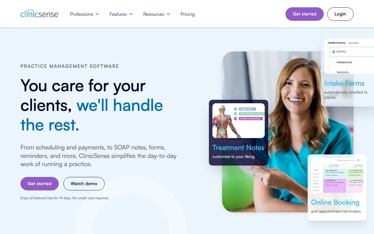 ClinicSense — zrzut ekranu interfejsu