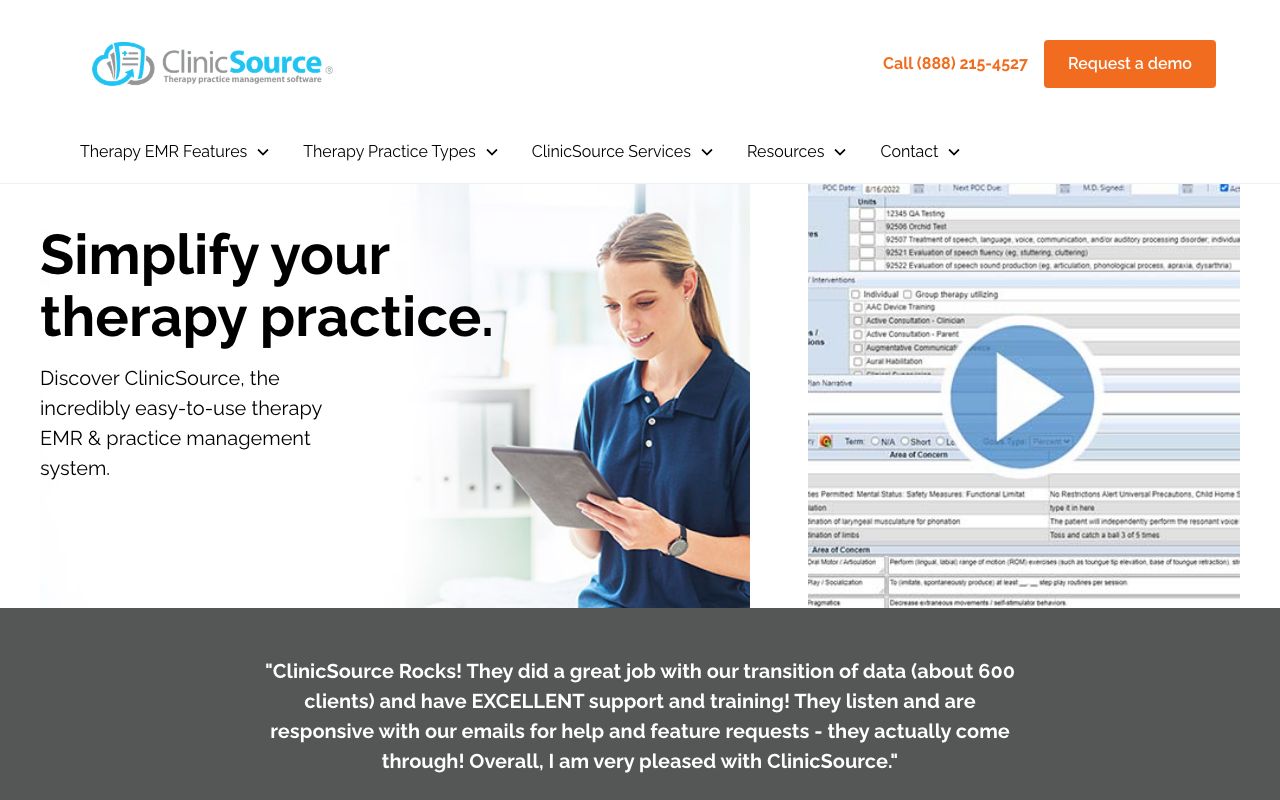 ClinicSource — zrzut ekranu interfejsu