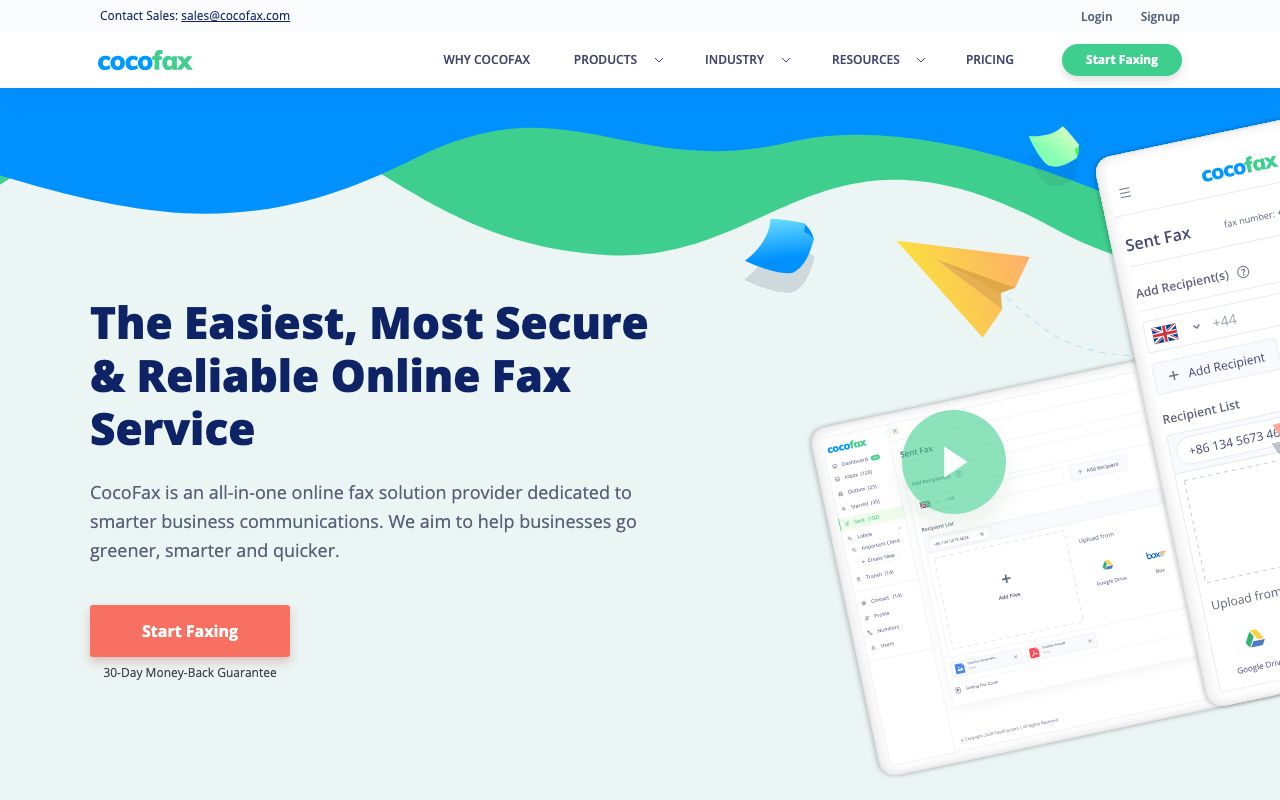 CocoFax — zrzut ekranu interfejsu
