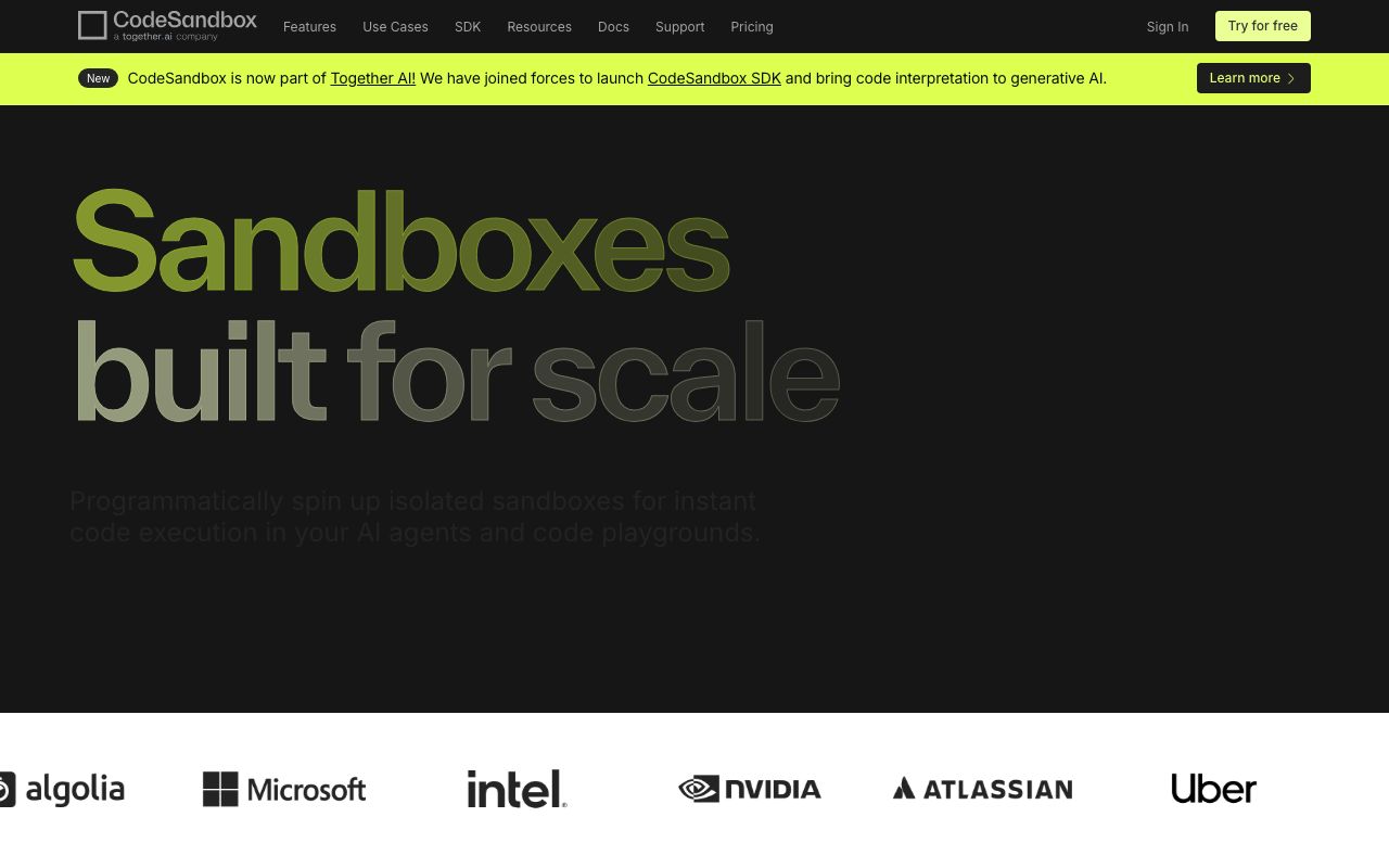 CodeSandbox — zrzut ekranu interfejsu