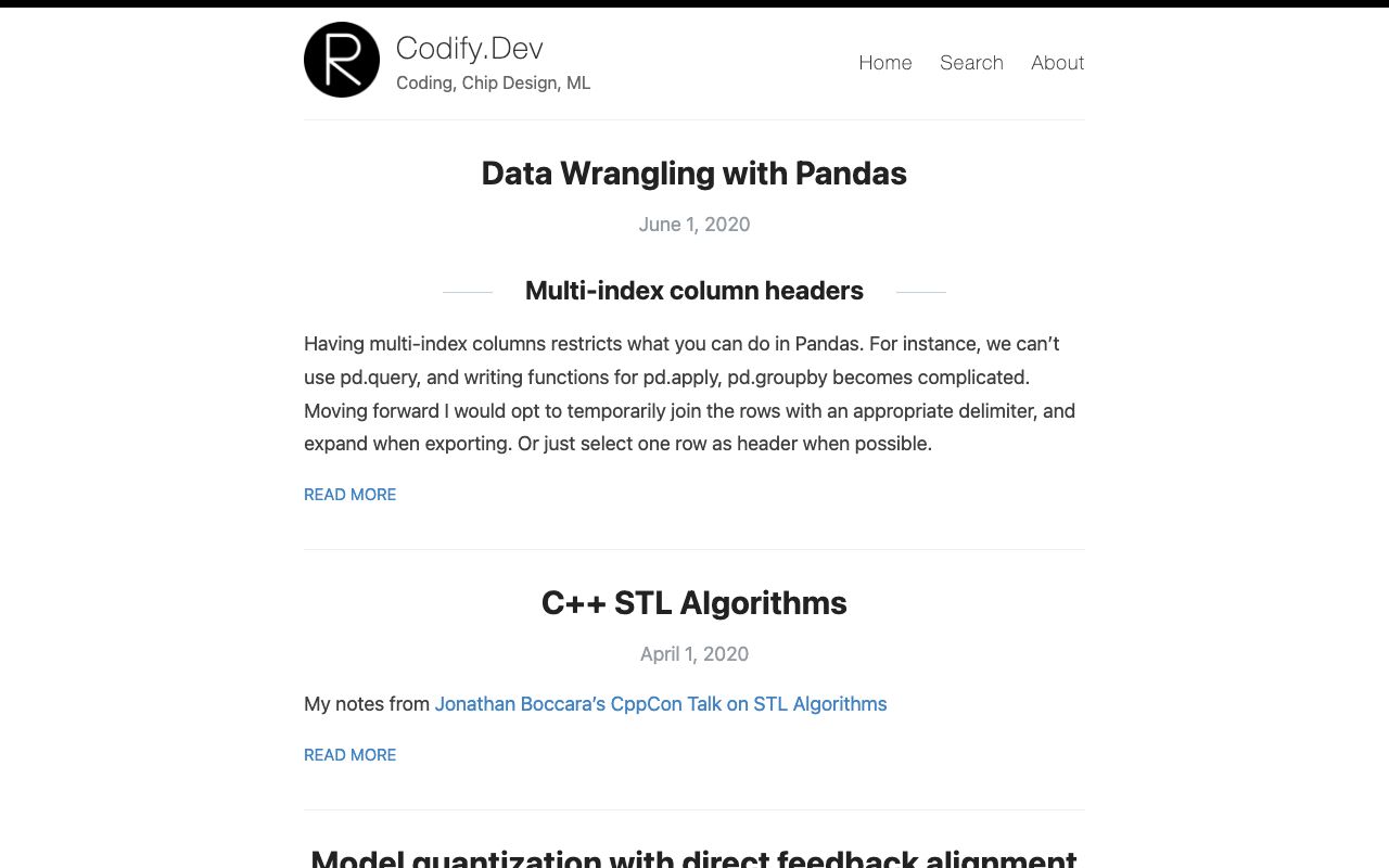 Codify — zrzut ekranu interfejsu