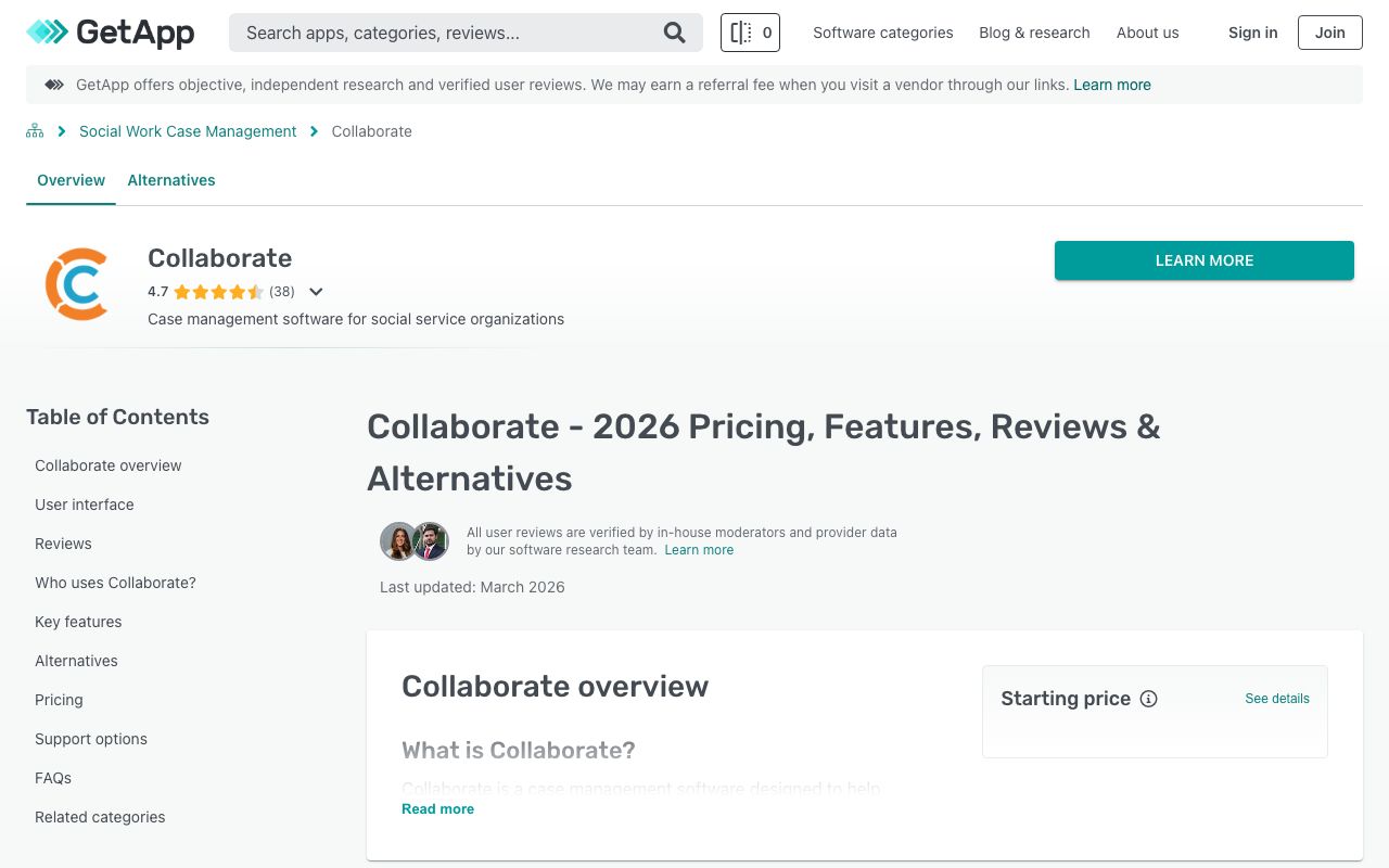 Collaborate — zrzut ekranu interfejsu