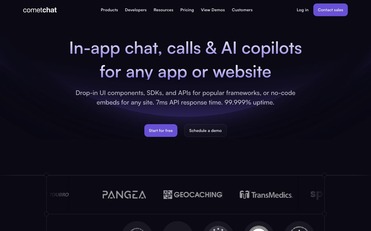 CometChat — zrzut ekranu interfejsu