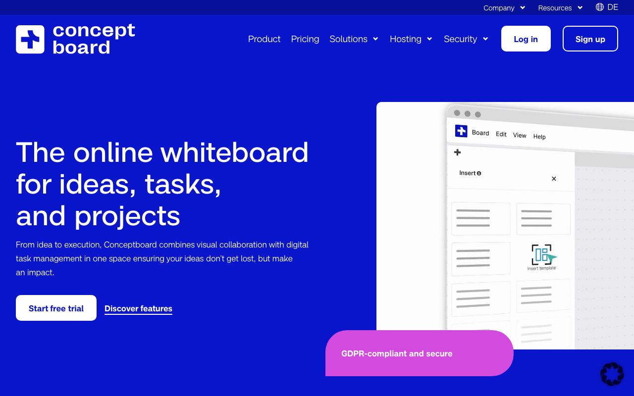 Conceptboard — zrzut ekranu interfejsu