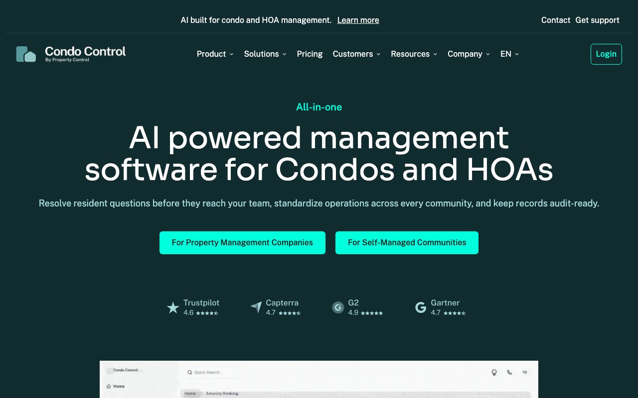 Condo Control — zrzut ekranu interfejsu