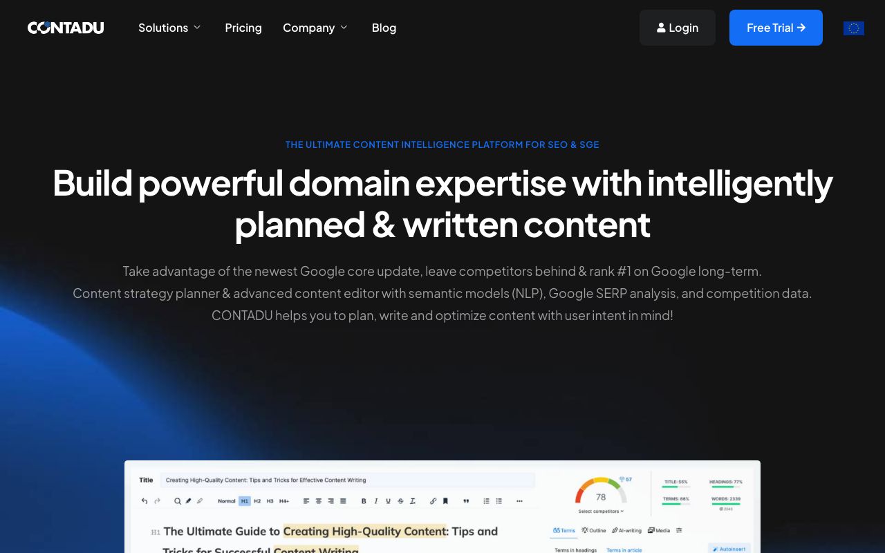 Contadu — zrzut ekranu interfejsu