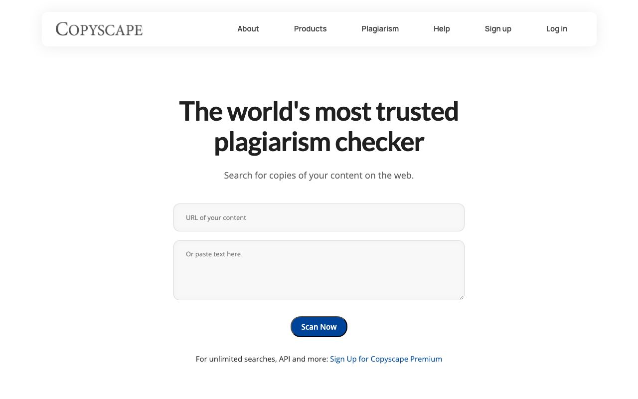 Copyscape — zrzut ekranu interfejsu