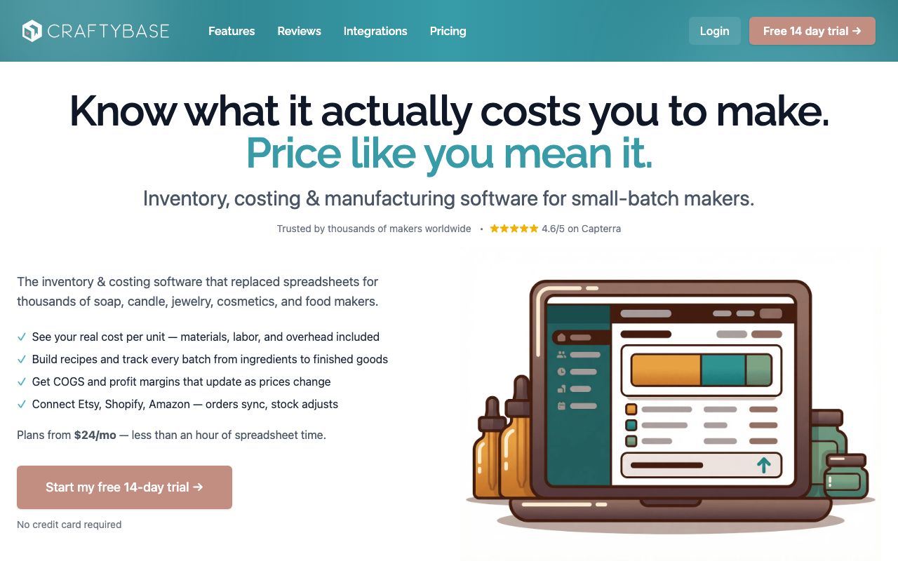 Craftybase — zrzut ekranu interfejsu