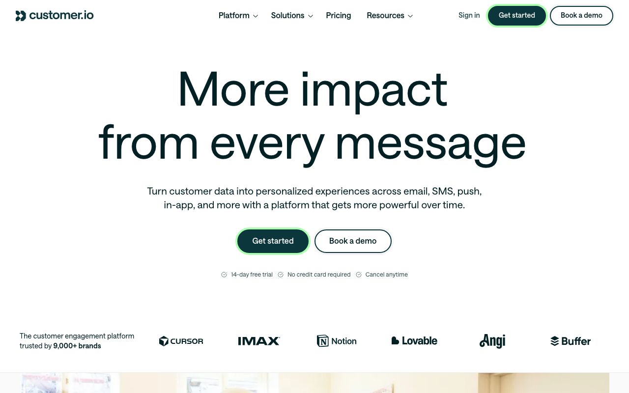Customer.io — zrzut ekranu interfejsu