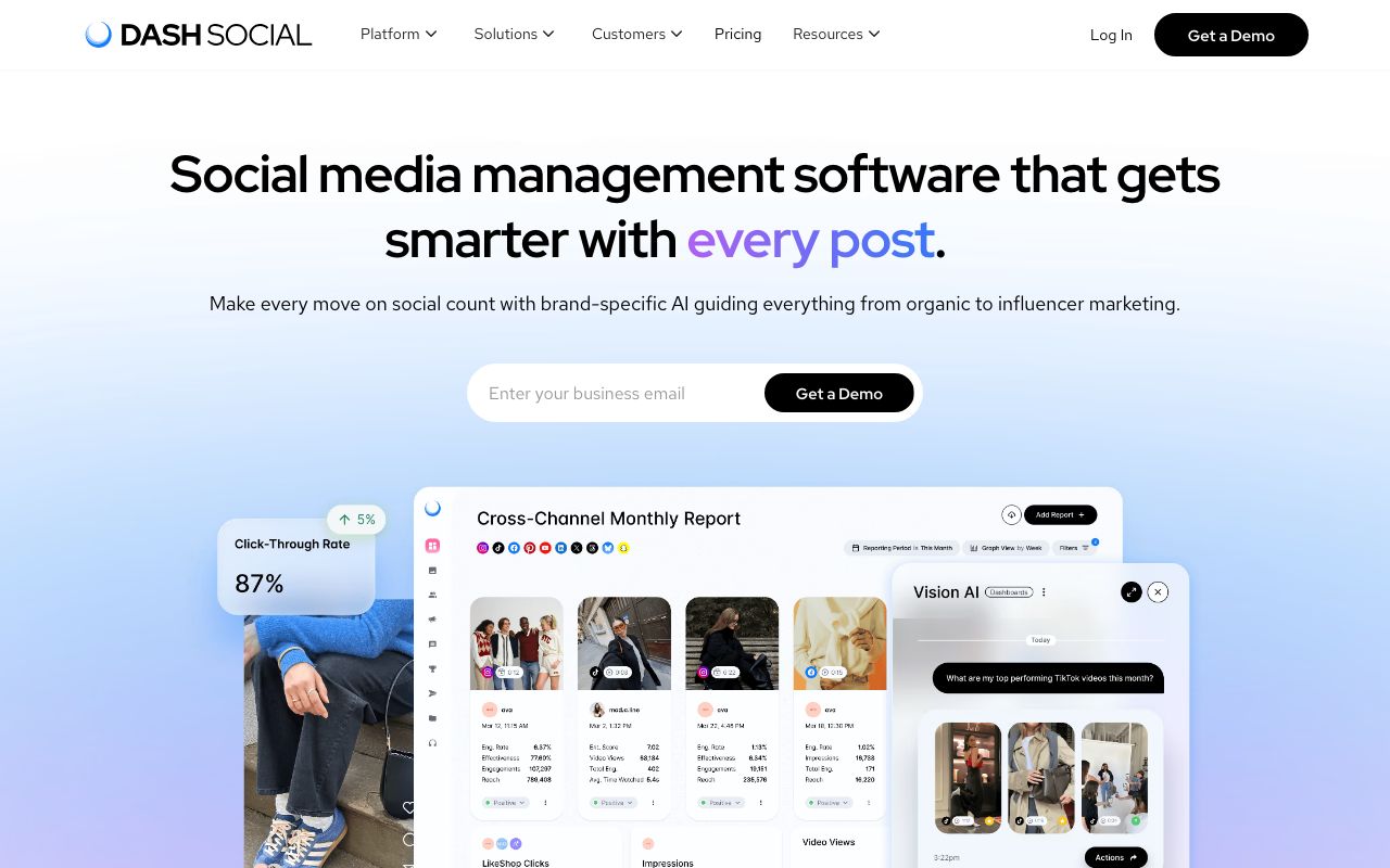 Dash Social — zrzut ekranu interfejsu