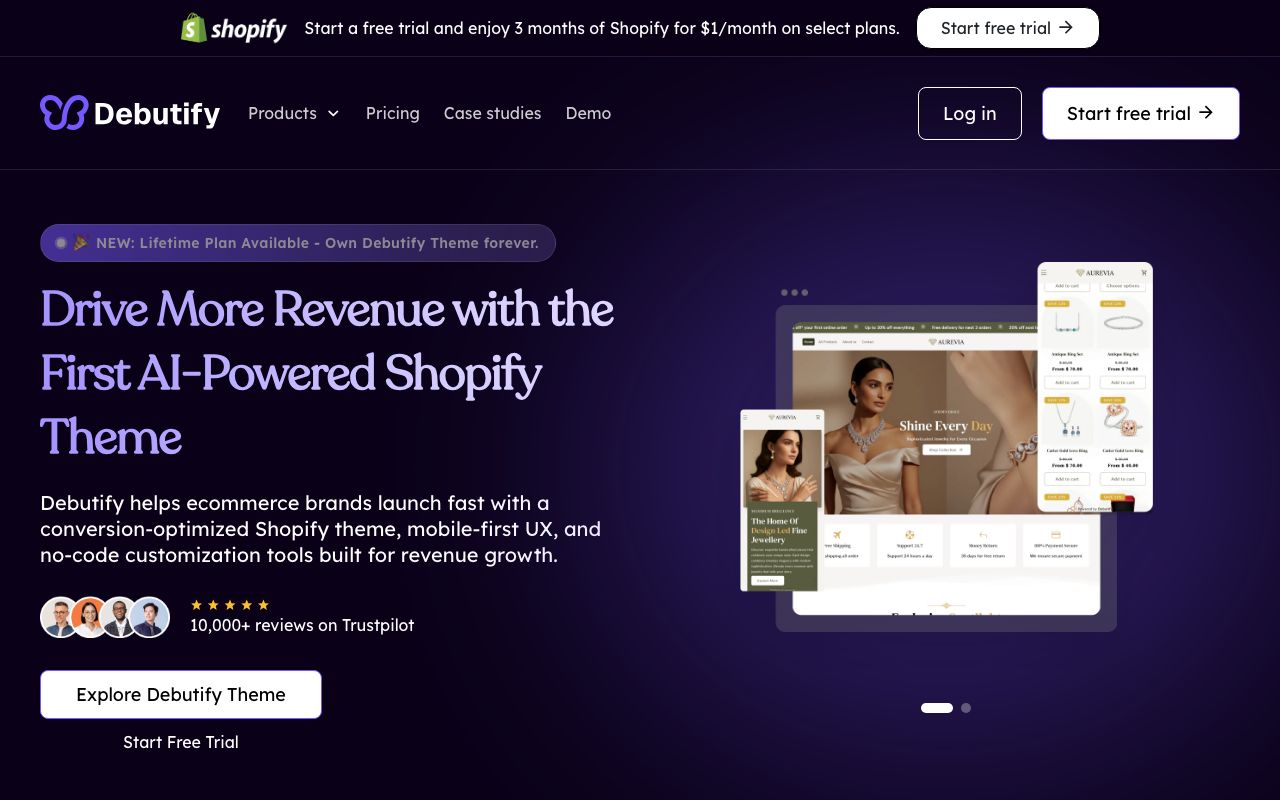 Debutify Theme — zrzut ekranu interfejsu