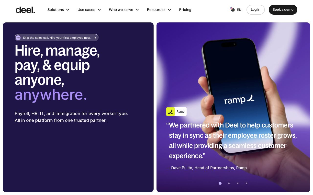 Deel Reviews, Pros and Cons — zrzut ekranu interfejsu