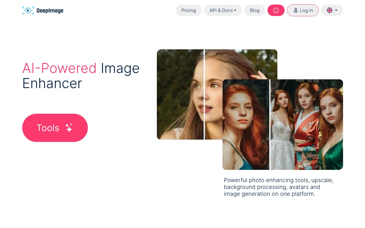 Deep Image AI — zrzut ekranu interfejsu