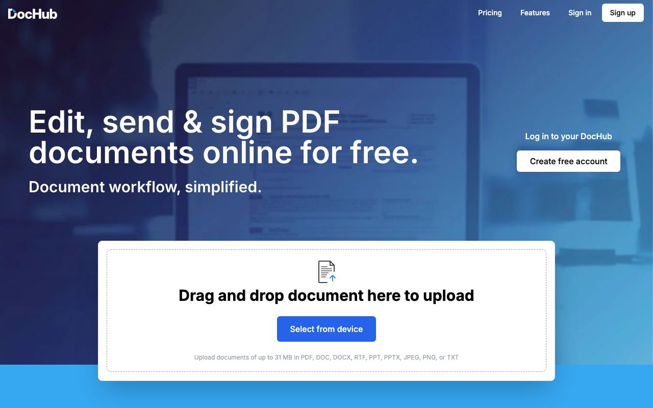 DocHub — zrzut ekranu interfejsu