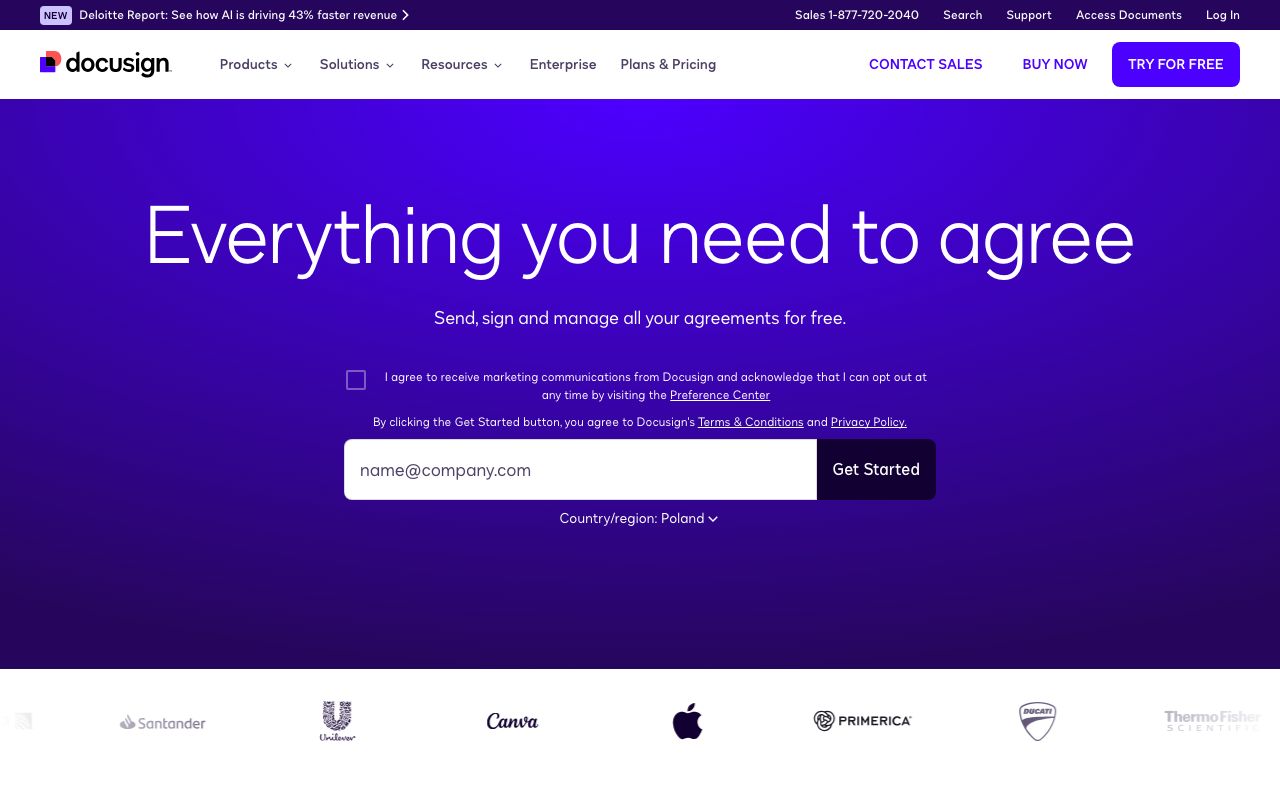 Docusign. Verified Reviews, Pros & Cons — zrzut ekranu interfejsu
