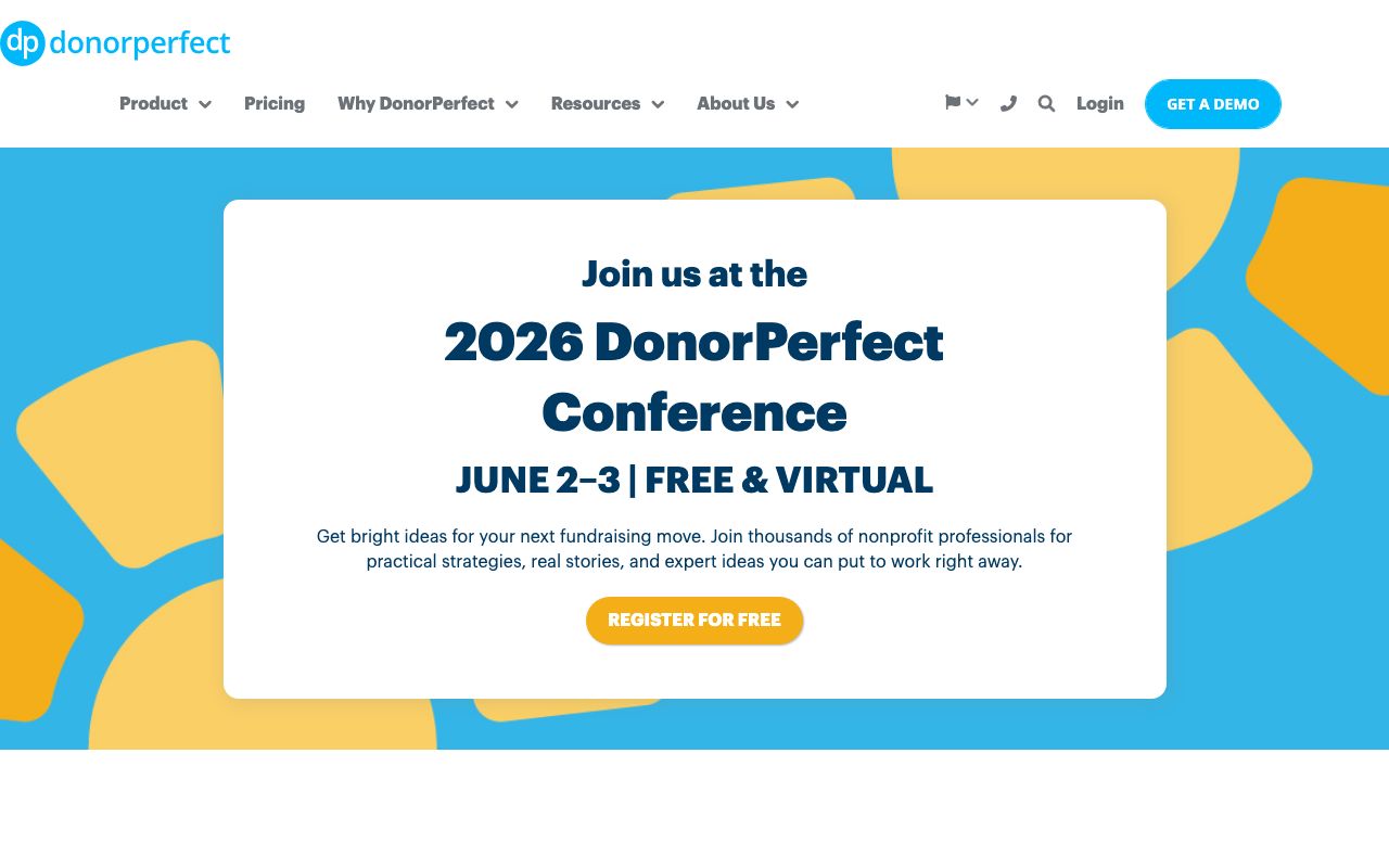 DonorPerfect — zrzut ekranu interfejsu