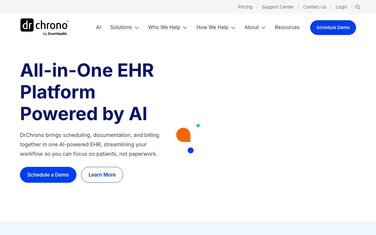 DrChrono Reviews, Pros and Cons — zrzut ekranu interfejsu