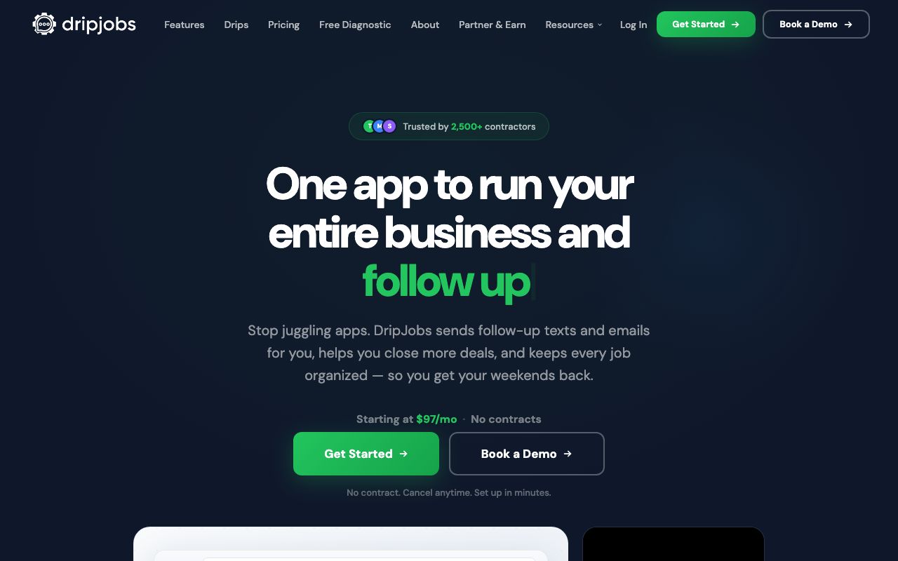 DripJobs — zrzut ekranu interfejsu