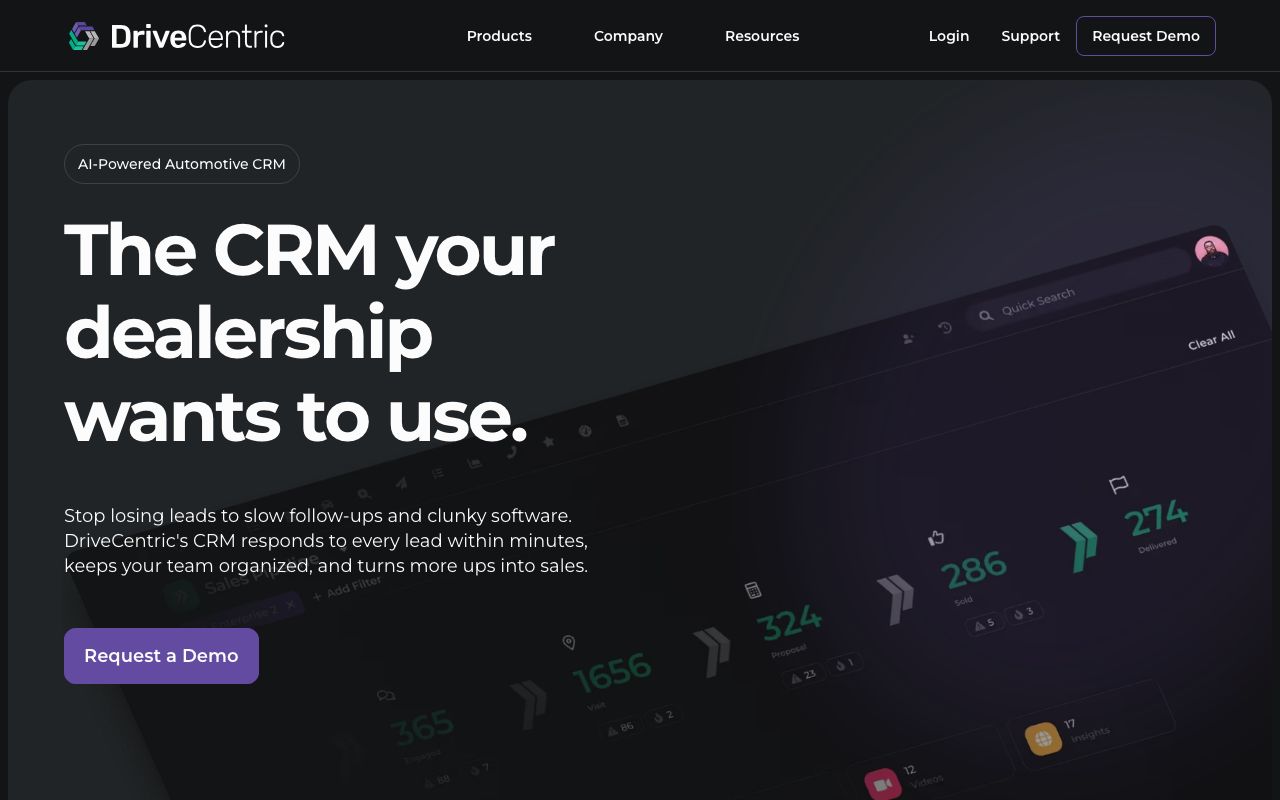DriveCentric — zrzut ekranu interfejsu