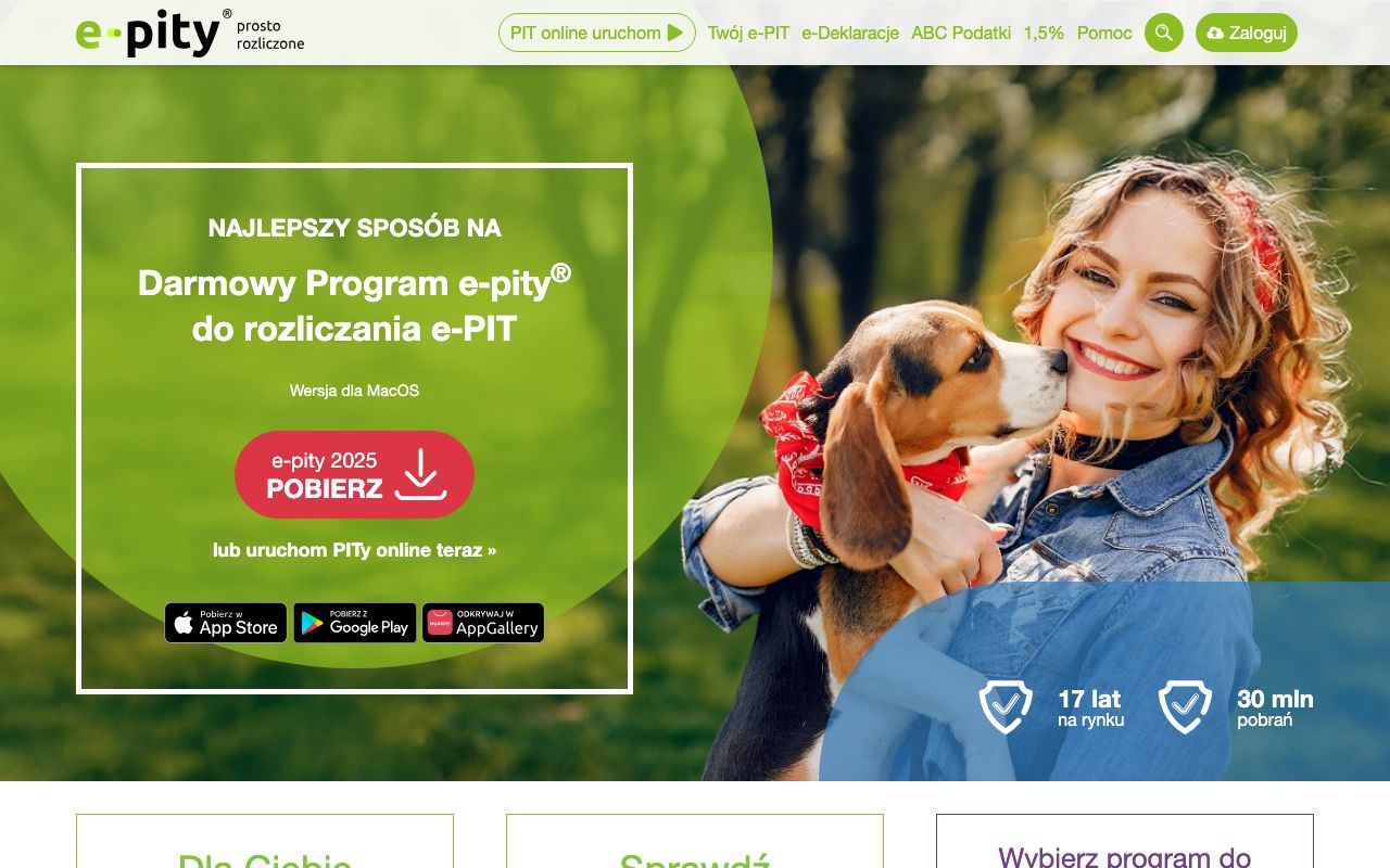 e-pity — zrzut ekranu interfejsu