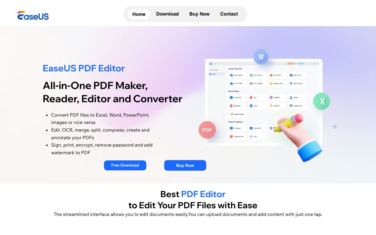 EaseUS PDF Editor — zrzut ekranu interfejsu