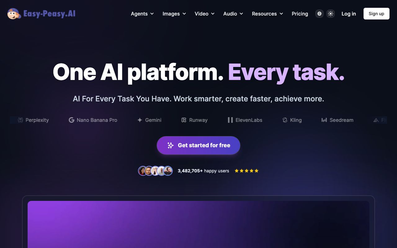 Easy-Peasy.AI — zrzut ekranu interfejsu