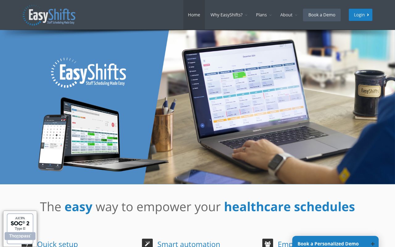 EasyShifts — zrzut ekranu interfejsu