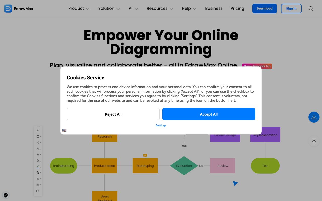 EdrawMax. Verified Reviews, Pros & Cons — zrzut ekranu interfejsu