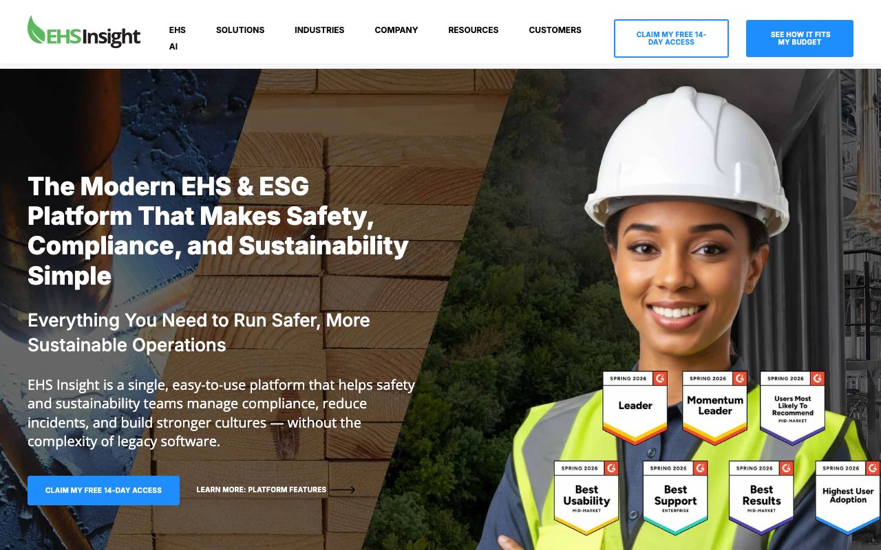 EHS Insight — zrzut ekranu interfejsu