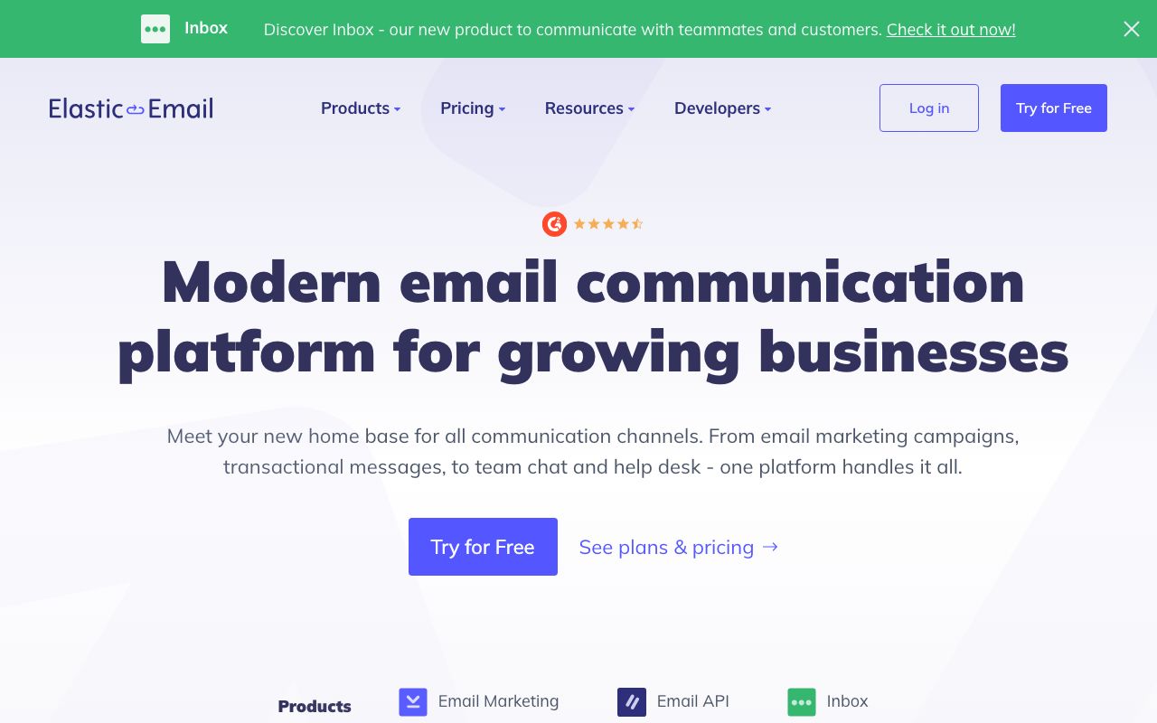Elastic Email — zrzut ekranu interfejsu