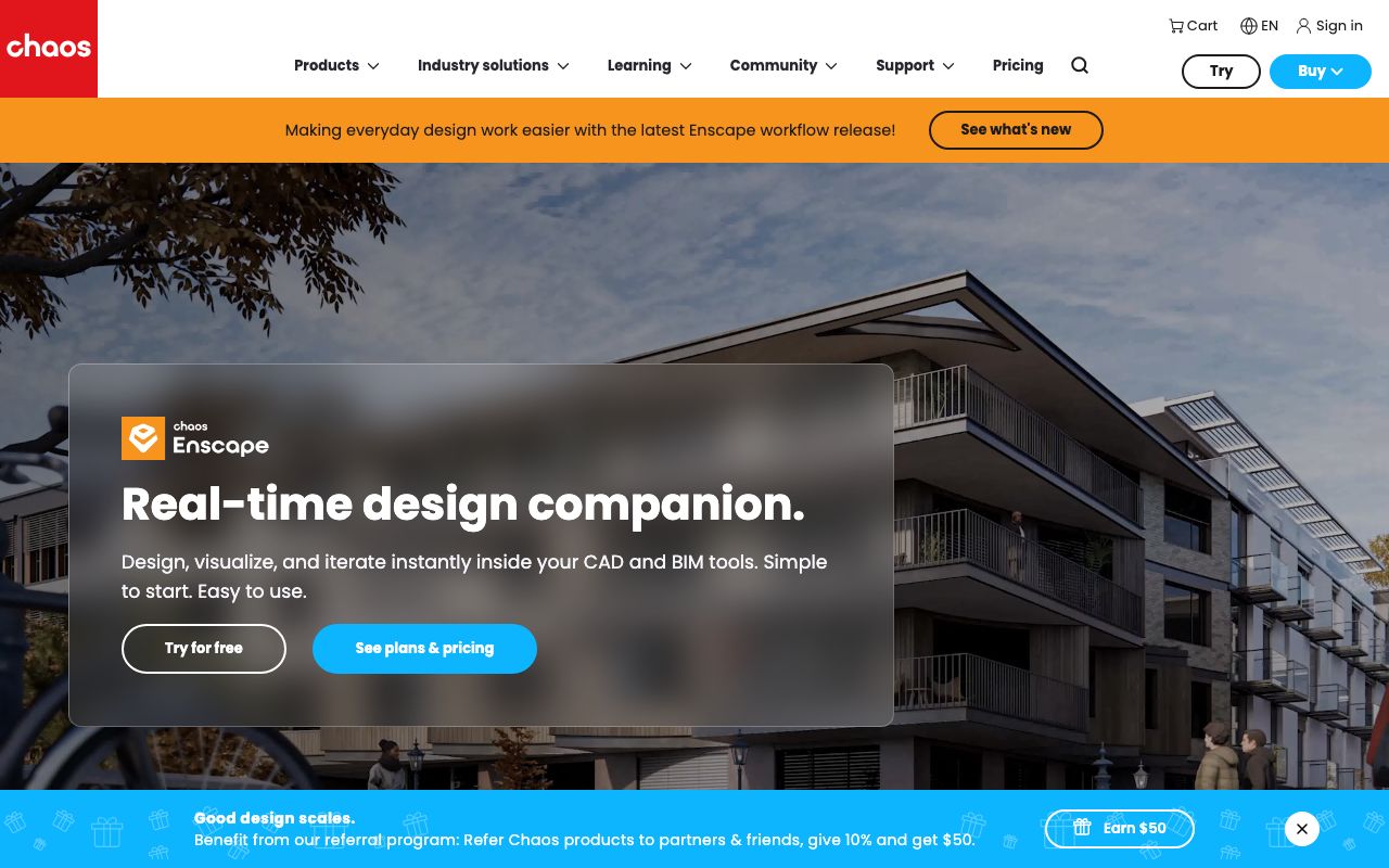 Enscape — zrzut ekranu interfejsu