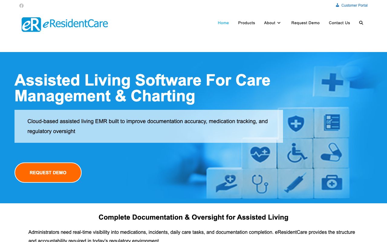 eResidentCare — zrzut ekranu interfejsu