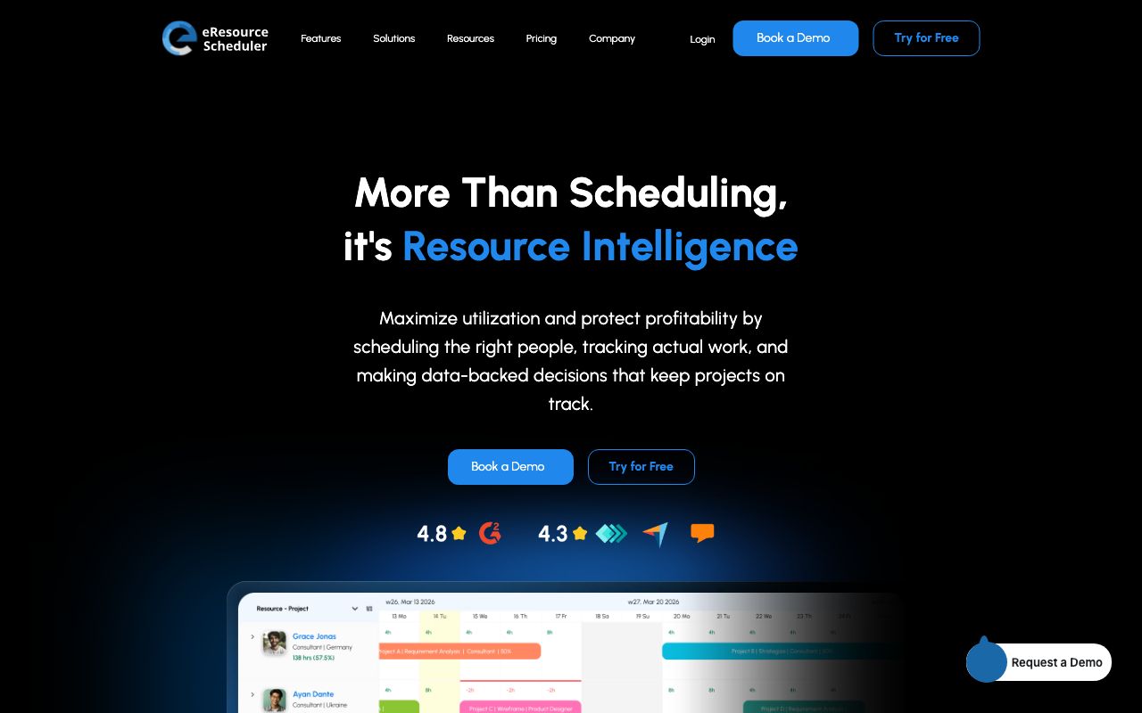 eResource Scheduler — zrzut ekranu interfejsu