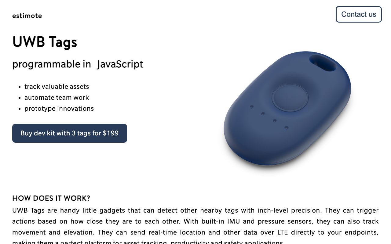 Estimote — zrzut ekranu interfejsu