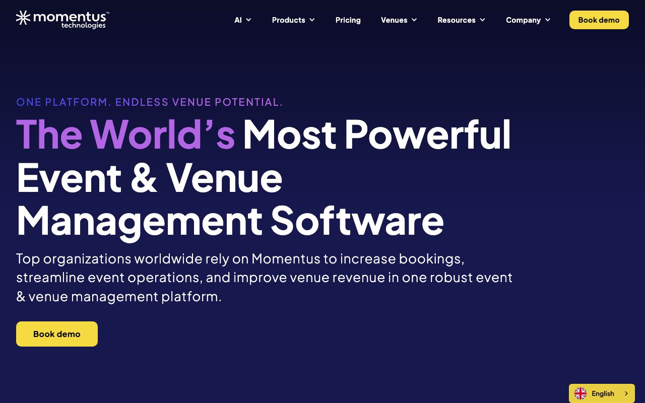 Event Booking Engines — zrzut ekranu interfejsu