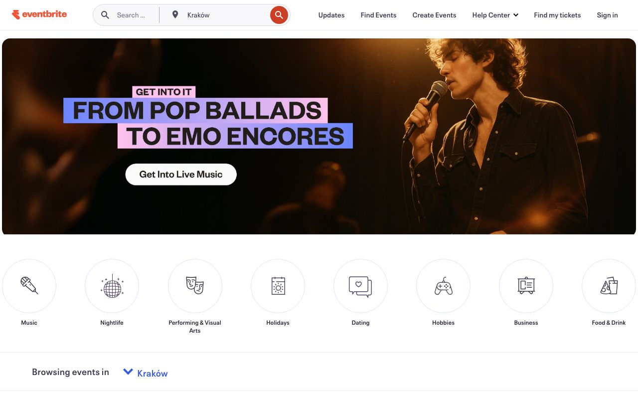 Eventbrite Reviews, Pros and Cons — zrzut ekranu interfejsu