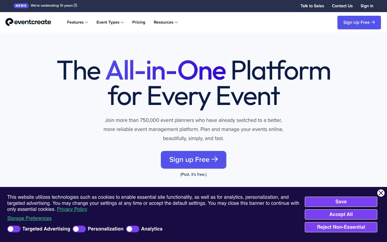 EventCreate — zrzut ekranu interfejsu