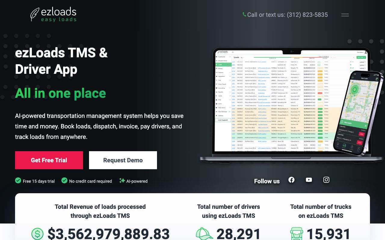 ezLoads TMS and Driver App 2026 Pricing, Features ... — zrzut ekranu interfejsu