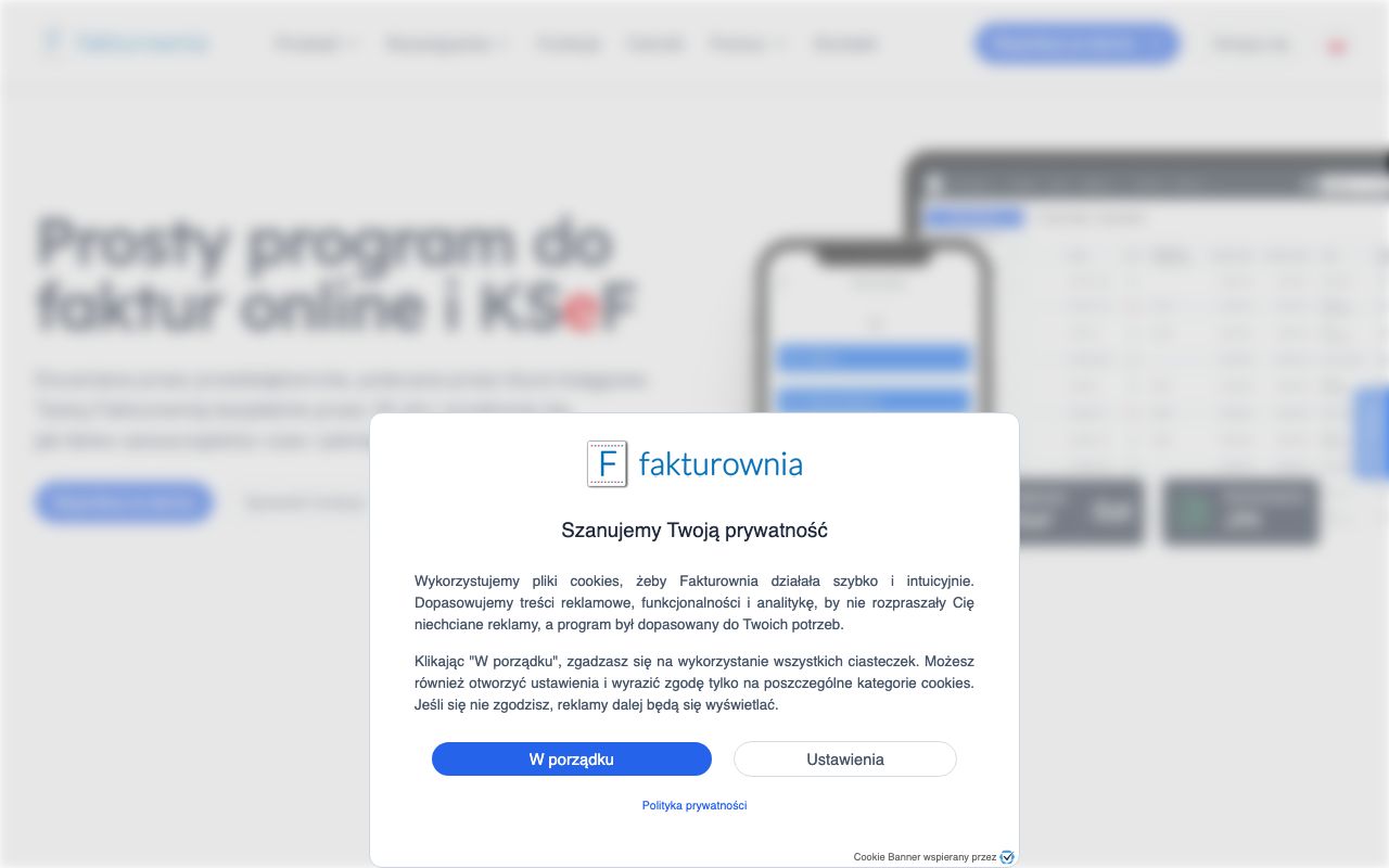 Fakturownia — zrzut ekranu interfejsu