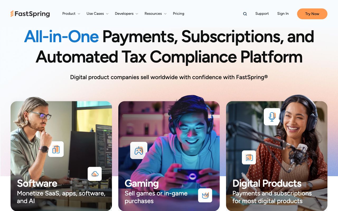 FastSpring — zrzut ekranu interfejsu