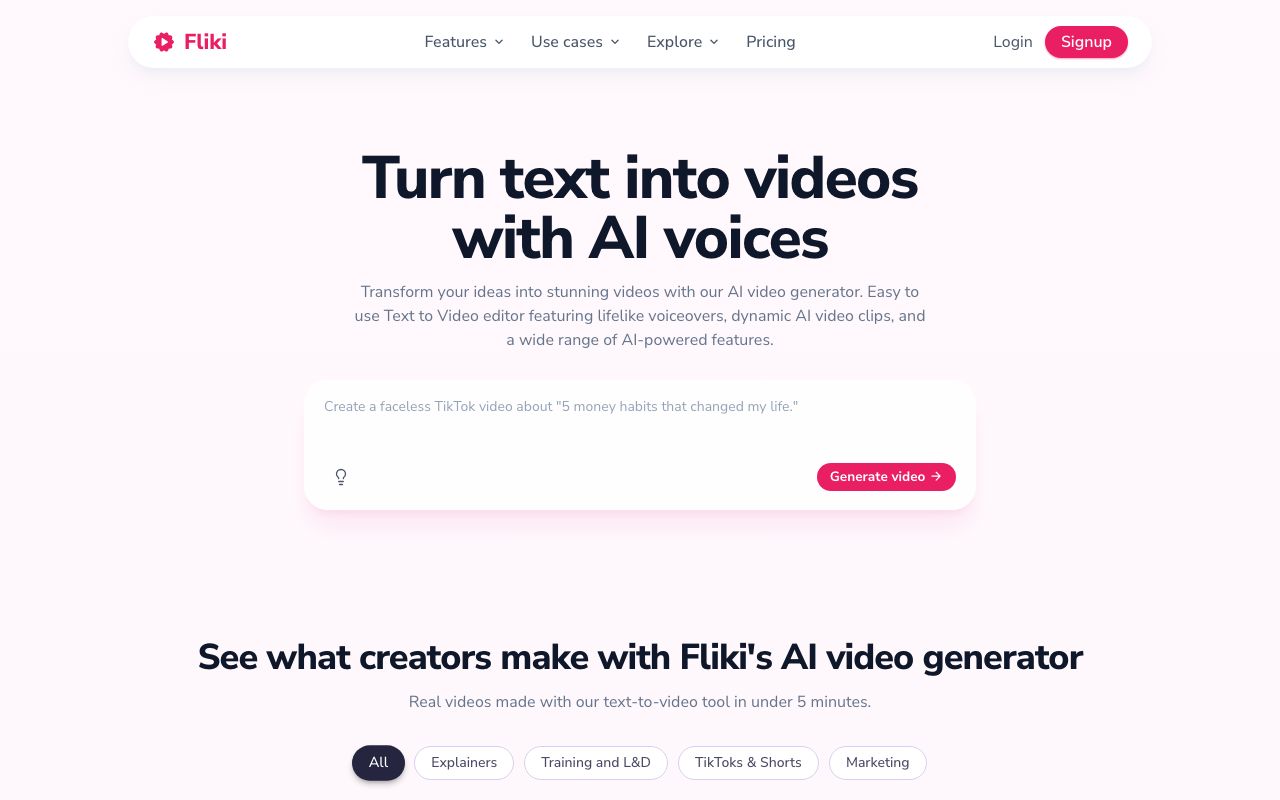 Fliki. Verified Reviews, Pros & Cons — zrzut ekranu interfejsu