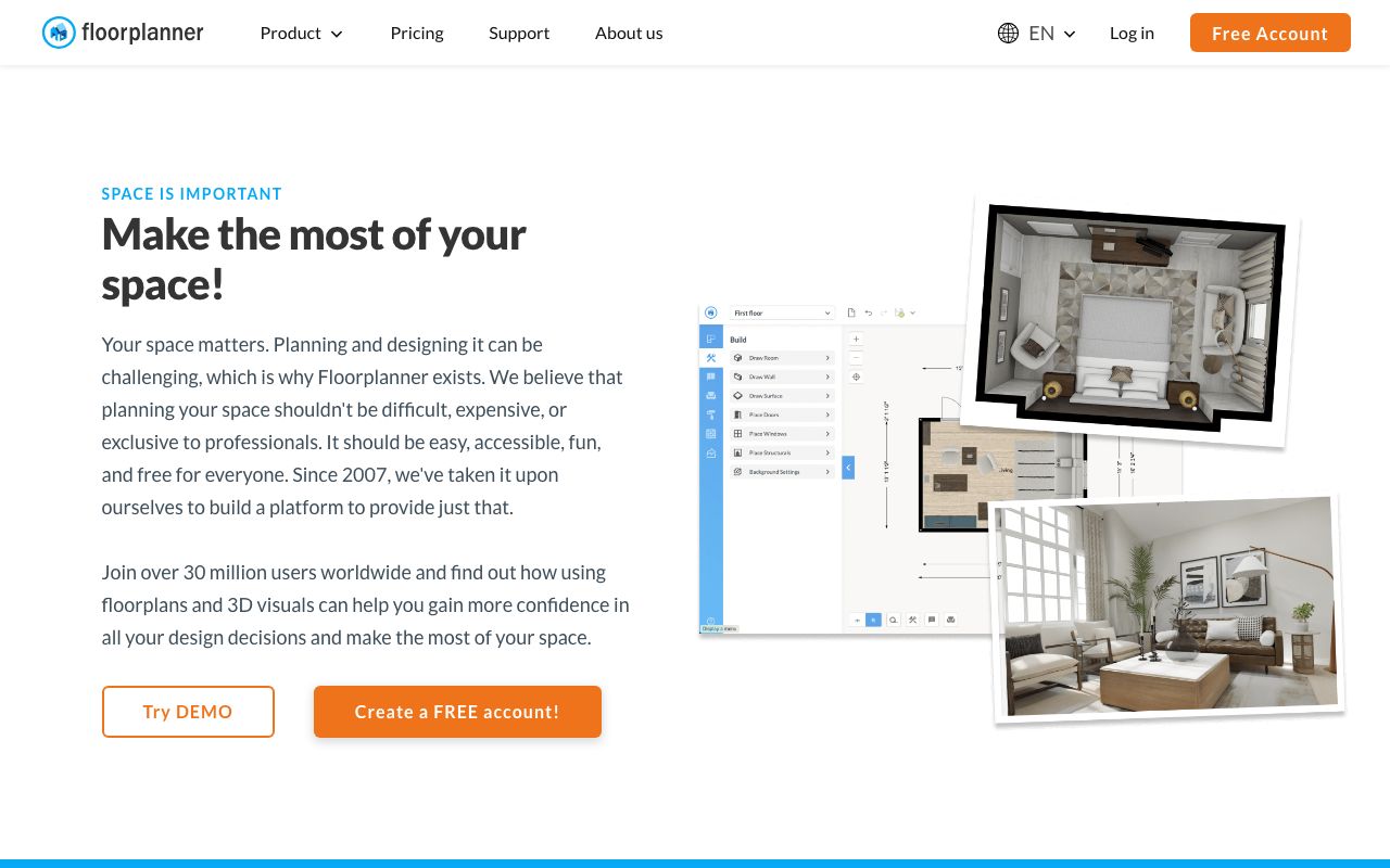 Floorplanner — zrzut ekranu interfejsu