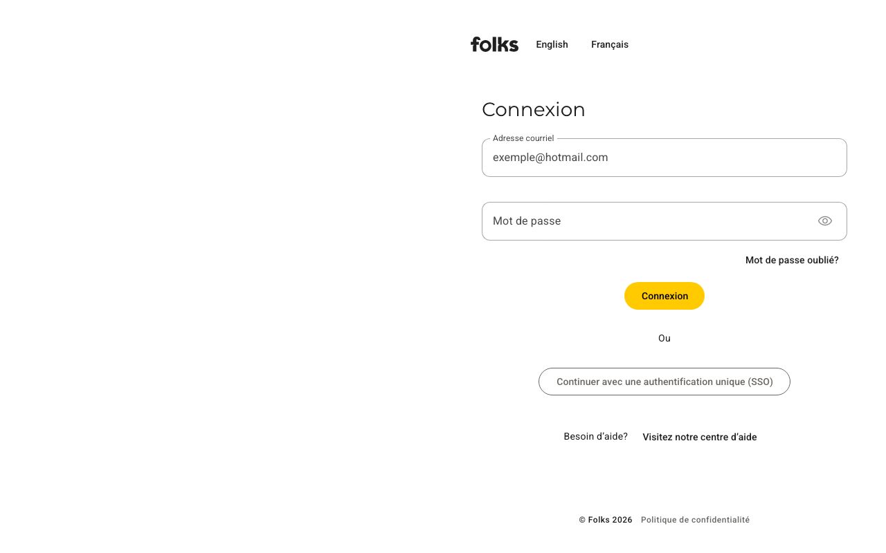 Folks HR — zrzut ekranu interfejsu