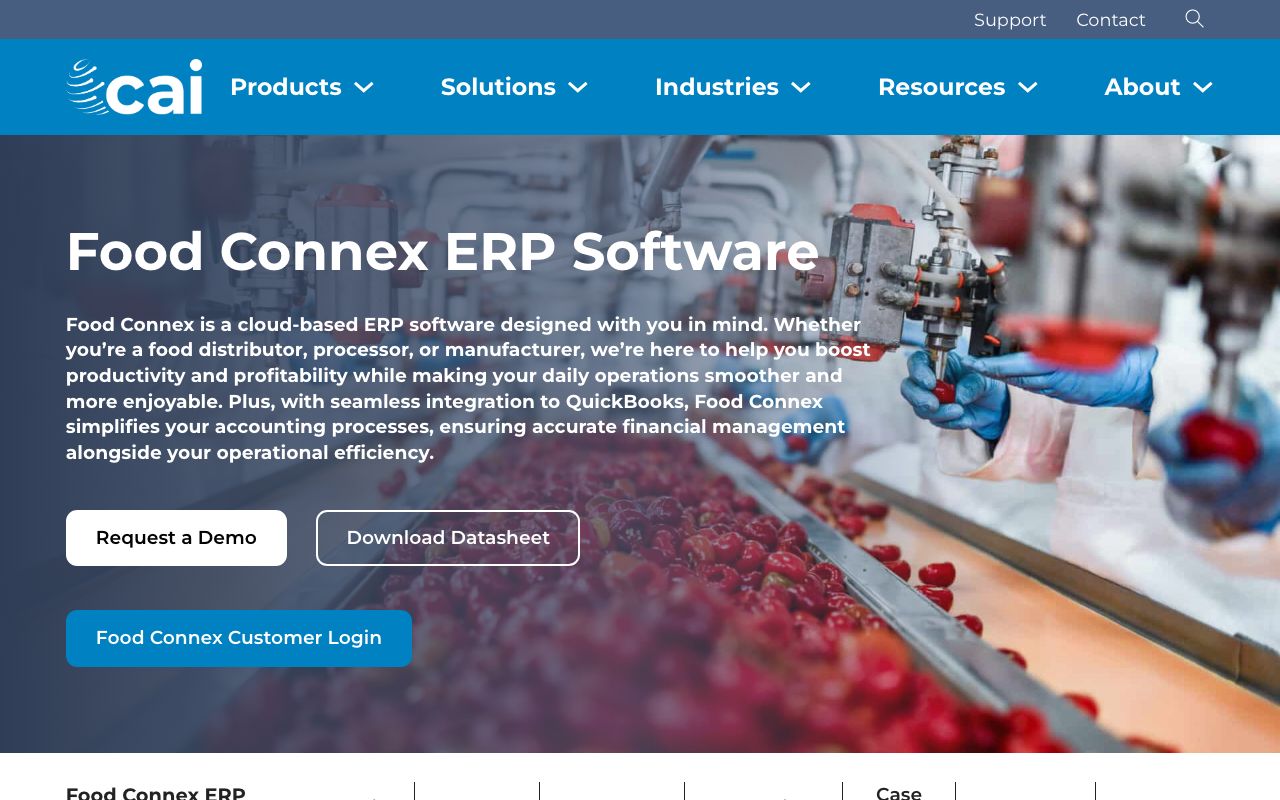 Food Connex — zrzut ekranu interfejsu