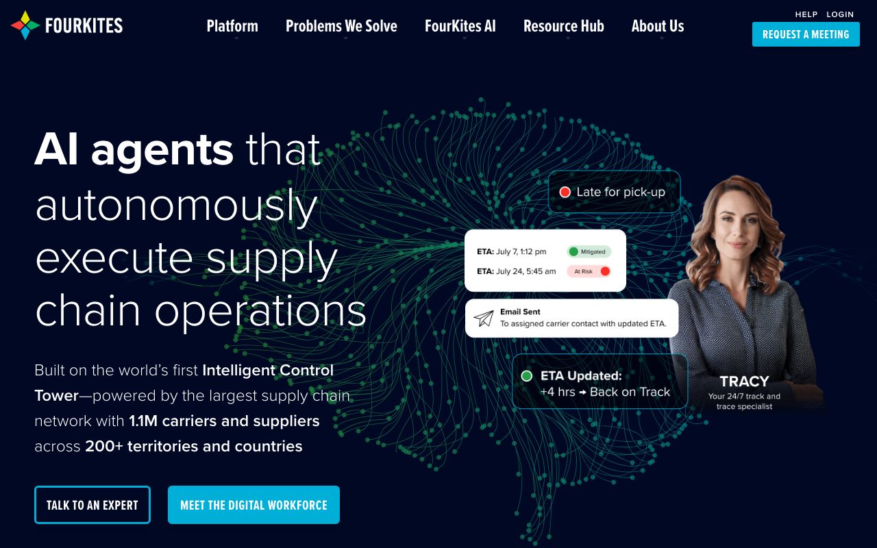 FourKites — zrzut ekranu interfejsu