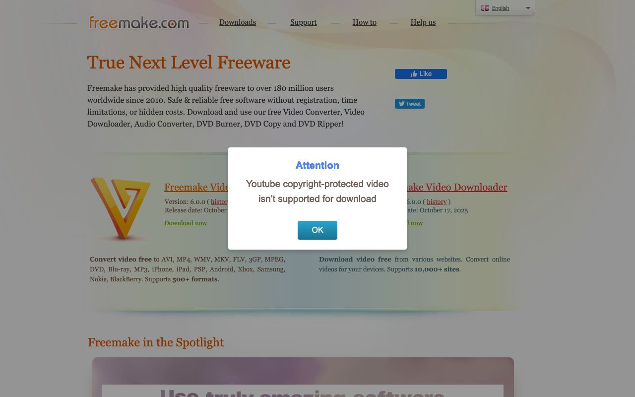 Freemake Video Converter — zrzut ekranu interfejsu
