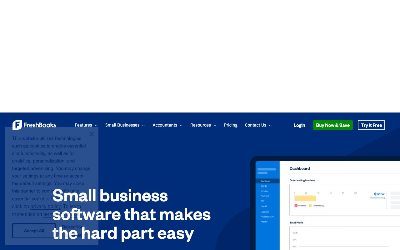 FreshBooks — zrzut ekranu interfejsu
