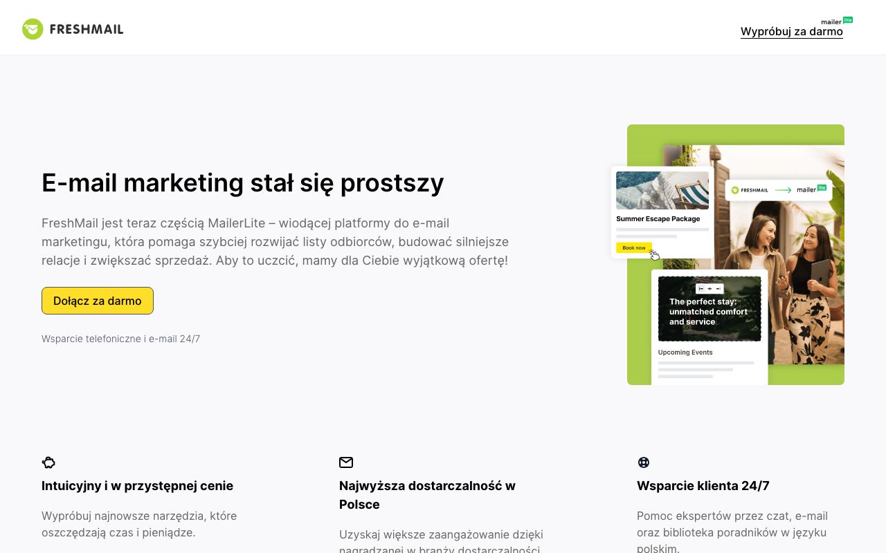 FreshMail — zrzut ekranu interfejsu